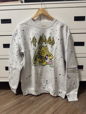 Def Leppard White Graphic Customized Sweatshirt